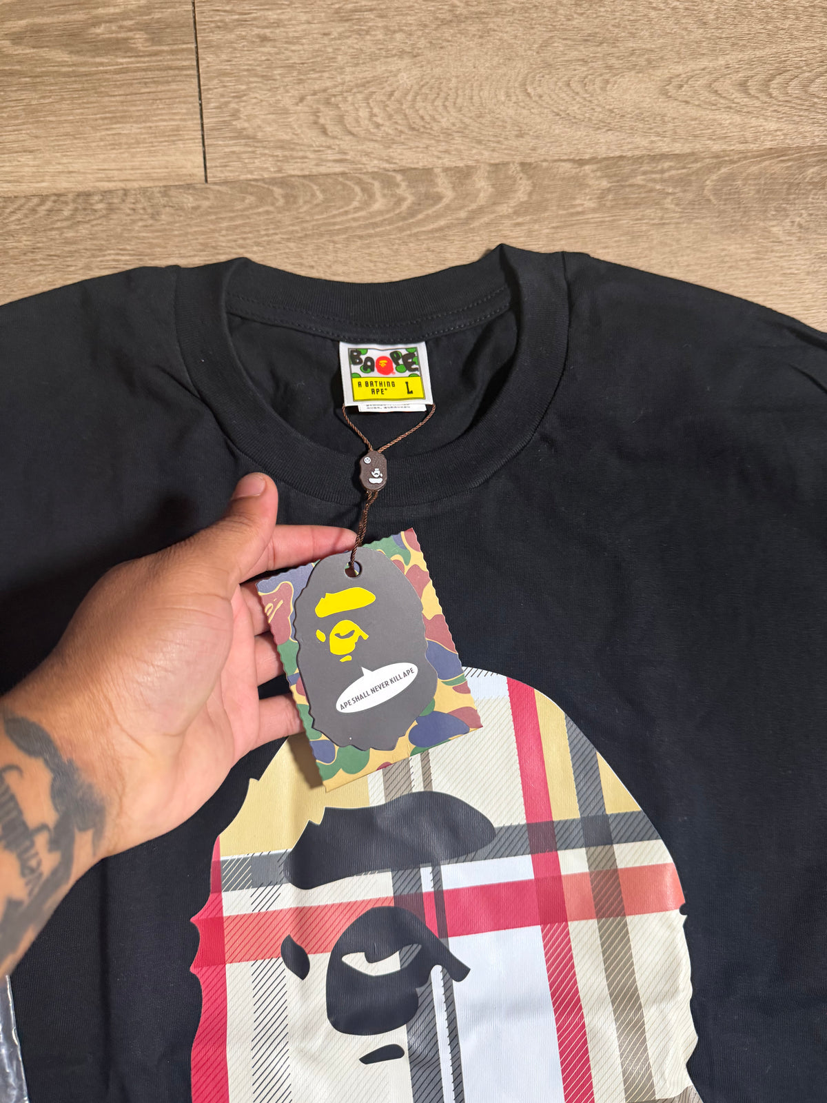 Bape X burberry graphic tees